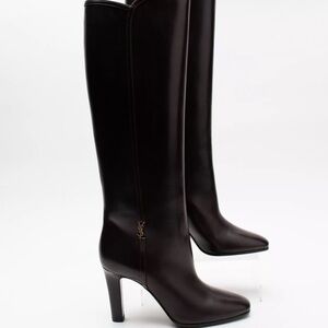 YSL SAINT LAURENT JANE 90 Leather Boots US6